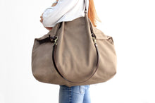 Load image into Gallery viewer, Weekend bag, leather bag, made of very soft italian leather. Personalized with name.