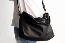 Load image into Gallery viewer, Leather cross-boby bag made of italian Black leather. Silvie leather shoulder bag