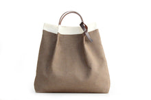 Load image into Gallery viewer, Anna TOTE bag and HAND bag made of canvas and italian leather personalized