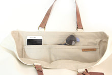 Load image into Gallery viewer, Olivia TOTE bag, Shopping bag made of canvas and italian leather, personalized with your name