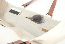 Load image into Gallery viewer, Olivia TOTE bag, Shopping bag made of canvas and italian leather, personalized with your name