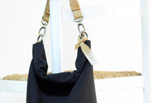 Load image into Gallery viewer, Cleo CONVERTIBLE BACKPACK in bag, canvas and leather backpack, Black color.