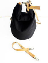 Load image into Gallery viewer, Cleo CONVERTIBLE BACKPACK in bag, canvas and leather backpack, Black color.