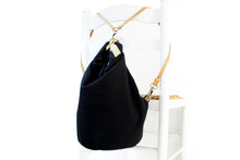 Load image into Gallery viewer, Cleo CONVERTIBLE BACKPACK in bag, canvas and leather backpack, Black color.