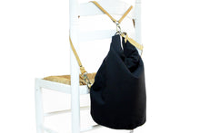 Load image into Gallery viewer, Cleo CONVERTIBLE BACKPACK in bag, canvas and leather backpack, Black color.