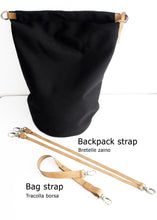 Load image into Gallery viewer, Cleo CONVERTIBLE BACKPACK in bag, canvas and leather backpack, Black color.