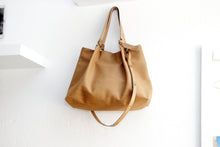 Load image into Gallery viewer, TOTE bag and HAND bag made entirely of Italian leather, brown color. Emma bag leather version