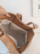 Load image into Gallery viewer, TOTE bag and HAND bag made entirely of Italian leather, brown color. Emma bag leather version