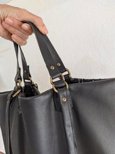 Load image into Gallery viewer, Double Face bag: Italian leather and tweed fabric, TOTE bag and shoulder bag. Rebecca Bag