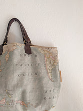 Load image into Gallery viewer, Double Face bag: Italian leather and Map fabric, TOTE bag and shoulder bag. Rebecca Bag