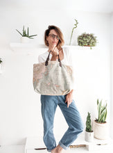 Load image into Gallery viewer, Double Face bag: Italian leather and Map fabric, TOTE bag and shoulder bag. Rebecca Bag