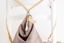 Load image into Gallery viewer, Cleo CONVERTIBLE BACKPACK, leather backpack, made of  italian leather, Taupe color.