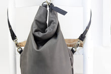 Load image into Gallery viewer, Cleo CONVERTIBLE BACKPACK, leather backpack, made of  italian leather, Grey color.
