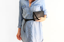 Load image into Gallery viewer, Clutch, Waist bag, belt bag, leather belt, made of very soft nappa leather, black. Waist bag