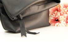 Load image into Gallery viewer, Black leather clutch bag or make-up pouch - AGUR clutch personalized with your name