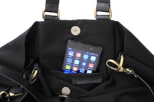 Load image into Gallery viewer, Weekend bag canvas and leather shoulder bag, black. Personalized bag with name