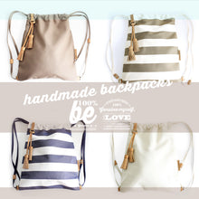 Load image into Gallery viewer, Vale BACKPACK, canvas and leather backpack, brown. Personalized with your initials