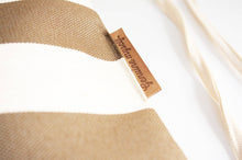 Load image into Gallery viewer, Vale BACKPACK, canvas and leather backpack, striped brown. Personalized with your initials.