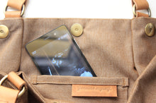 Load image into Gallery viewer, Canvas and leather shoulder bag, made of WATER RESISTANT fabric brown and leather. Susy shoulder bag