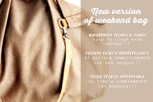 Load image into Gallery viewer, Weekend bag canvas and leather shoulder bag, brown. Personalized bag with name