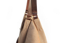 Load image into Gallery viewer, Weekend bag, canvas and leather bag, made of water resistant fabric brown personalized bag with name