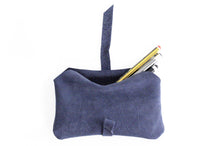 Load image into Gallery viewer, Camy Phone case, Little pouch, eyeglasses holder, pencil case made of italian leather, blue