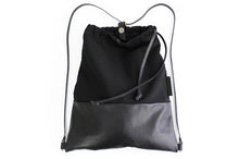 Load image into Gallery viewer, Simo BACKPACK, leather backpack, made of aniline leather, canvas and italian leather. Black color