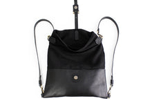Load image into Gallery viewer, Roby BACKPACK, leather and canvas backpack, black color