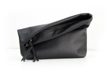 Load image into Gallery viewer, Black leather clutch bag or make-up pouch - AGUR clutch personalized with your name