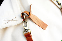 Load image into Gallery viewer, Weekend bag canvas and leather shoulder bag beige. Personalized bag with your name