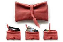 Load image into Gallery viewer, Camy Phone case, eyeglasses holder, pencil case made of italian leather, red
