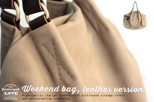 Weekend bag, leather bag, made of very soft italian leather. Personalized with name.