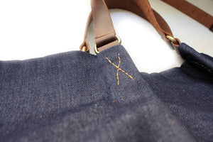 Weekend BAG, denim and leather bag, blue. Personalized with name