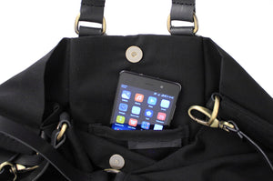 Weekend bag, canvas and leather bag, black. Personalized with name