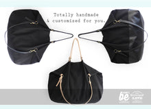 Load image into Gallery viewer, Weekend bag, canvas and leather bag, black; personalized with name.