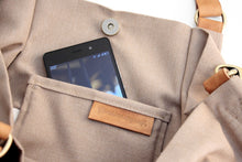 Load image into Gallery viewer, Weekend bag, canvas and leather bag, light brown. Personalized with name.