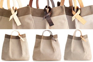 Anna TOTE bag and HAND bag made of canvas and italian leather personalized