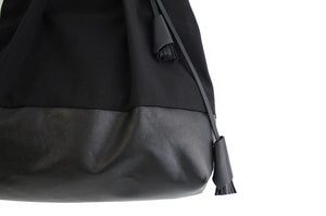 TOTE bag made of canvas and italian leather, black. Anna bag