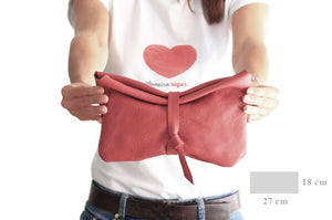 Red Leather clutch bag - Clutch CRIS, very soft leather / nappa bag, red