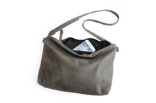 Load image into Gallery viewer, Leather crossbody bag, SHOULDER BAG made of italian Grey leather. Silvie leather crossbody bag