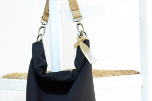 Cleo CONVERTIBLE BACKPACK in bag, canvas and leather backpack, Black color.