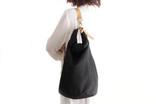 Load image into Gallery viewer, Cleo CONVERTIBLE BACKPACK, leather backpack, made of  italian Suede leather, Black color.