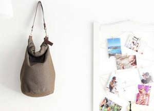 Cleo CONVERTIBLE BACKPACK in bag, canvas and leather backpack, Brown color.