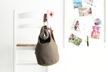 Load image into Gallery viewer, Cleo CONVERTIBLE BACKPACK in bag, canvas and leather backpack, Brown color.
