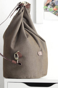 Cleo CONVERTIBLE BACKPACK in bag, canvas and leather backpack, Brown color.