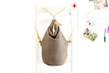 Load image into Gallery viewer, Cleo CONVERTIBLE BACKPACK, leather backpack, made of  italian leather, Taupe color.