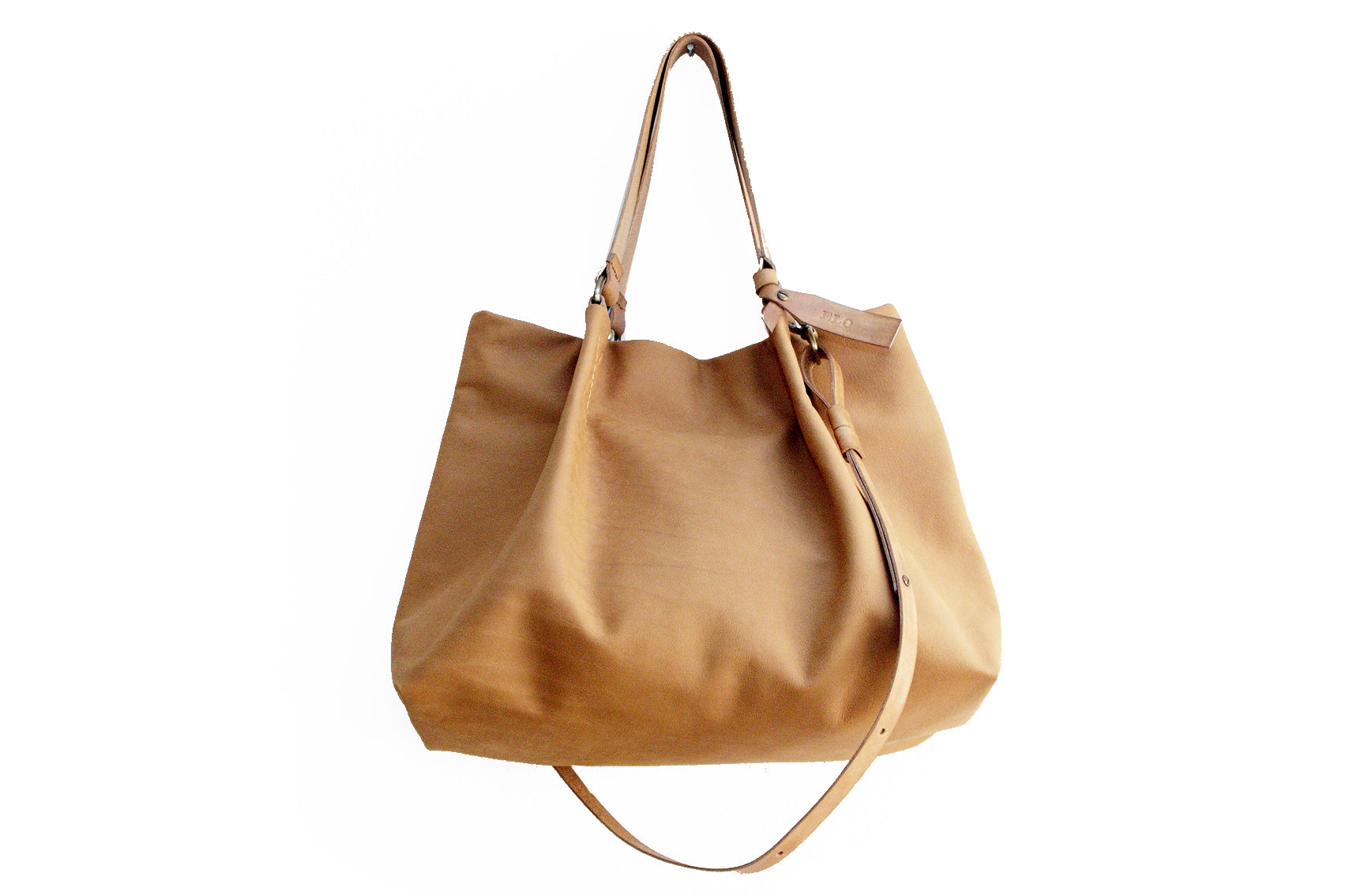 Large Tote Bag Leather Brown - Handmade In Italy