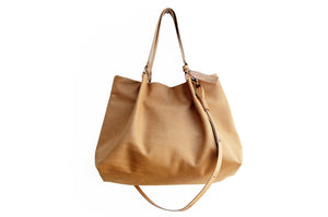 TOTE bag and HAND bag made entirely of Italian leather, brown color. Emma bag leather version