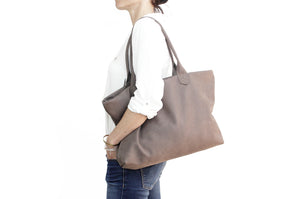 Leather tote bag, SHOULDER BAG made of italian Brown Chocolate leather. Mia leather shoulder bag