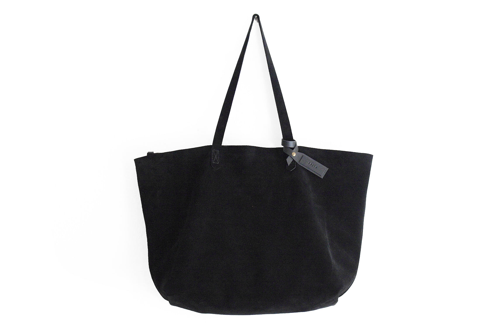 Anita TOTE bag Shoulder bag made of black leather personalized with y Genuine Myself